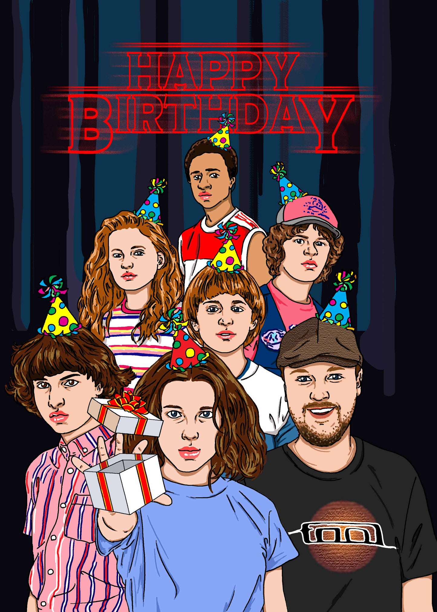 Custom Stranger Things Birthday Card - The Crew